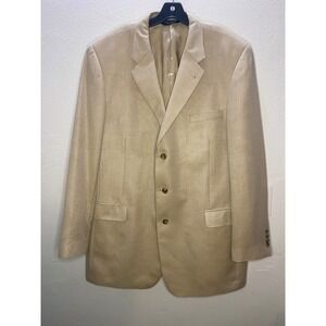 Jos A Bank Blazer Mens 48XL Tan Silk Camel Hair Herringbone Sport Coat Excellent